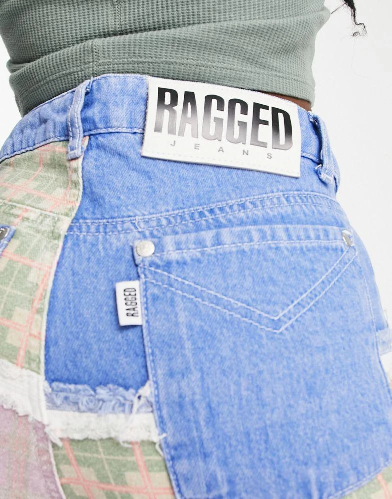 商品The Ragged Priest|The Ragged Priest high waisted mom jeans in blue patchwork,价格¥187,第3张图片详细描述