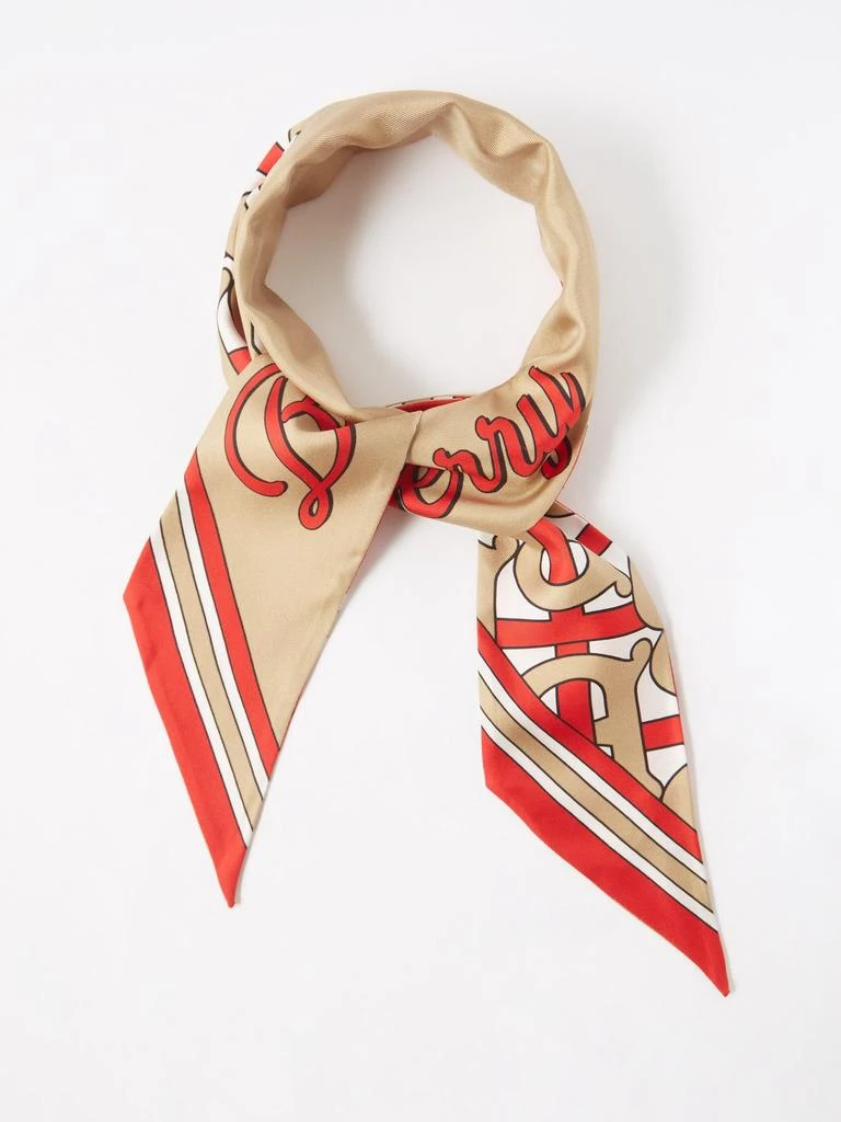 商品Burberry|Logo-print silk-twill scarf,价格¥1419,第1张图片