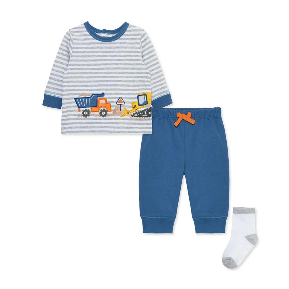 商品Little Me|Baby Boys Trucks Shirt, Jogger Pants and Socks, 3 Piece Set,价格¥209,第1张图片