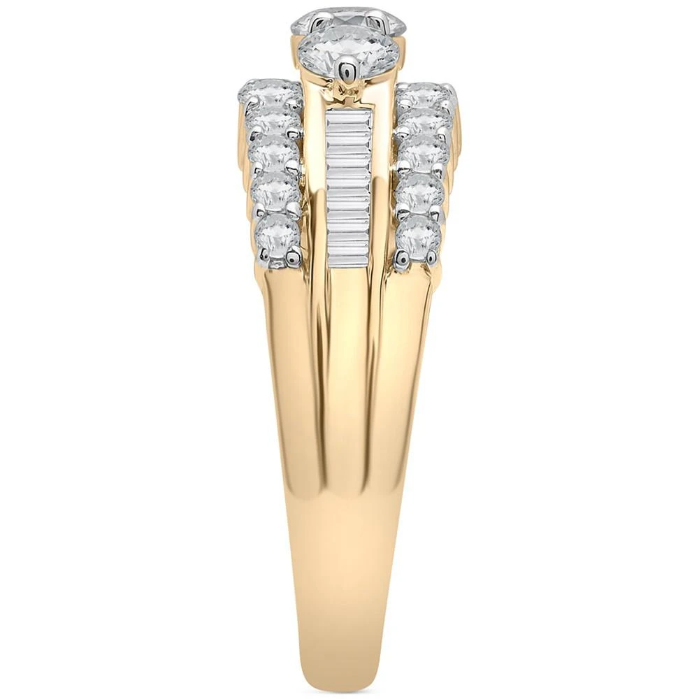 商品Macy's|Diamond Multirow Round & Baguette Statement Ring (1-1/2 ct. t.w.) in 14k Gold,价格¥43353,第3张图片详细描述