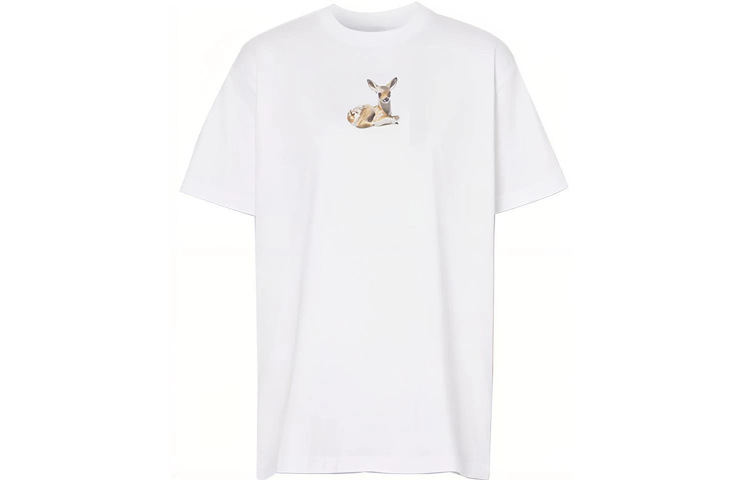 商品[国内直发] Burberry|博柏利  小鹿印花棉质短袖 落肩袖T恤 女款 白色,价格¥2486,第1张图片