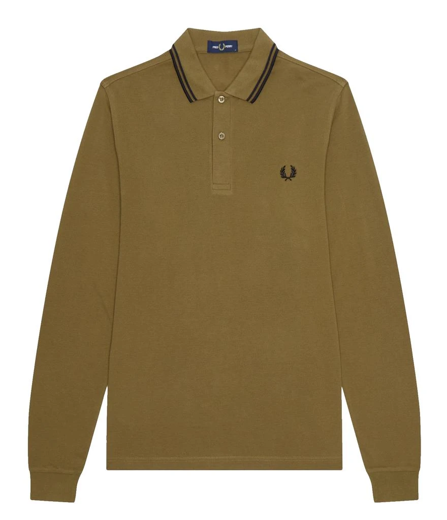 商品Fred Perry|Fred Perry Authentic Long Sleeved Twin Tipped Polo Shaded Stone & Black,价格¥981,第1张图片