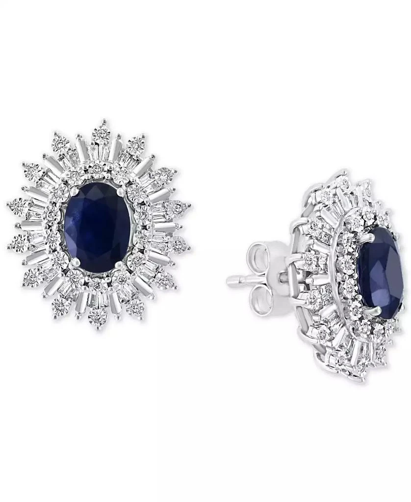 商品Effy|EFFY® Sapphire (1/3 ct. t.w.) & Diamond (1/3 ct. t.w.) Stud Earrings in 14k White Gold. (Also available in Ruby and Emerald),价格¥26707,第1张图片