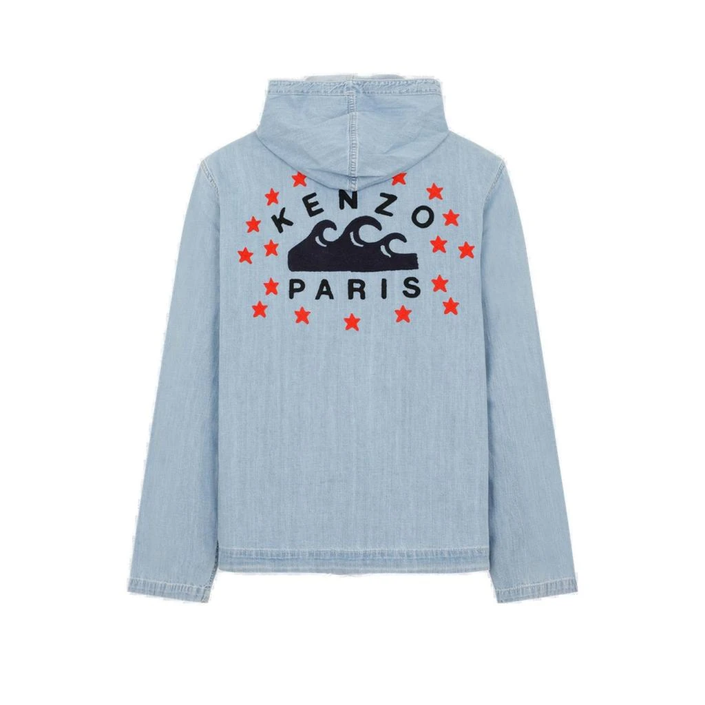 商品Kenzo|Kenzo Logo Embroidered Hooded Buttoned Parka,价格¥3680,第2张图片详细描述