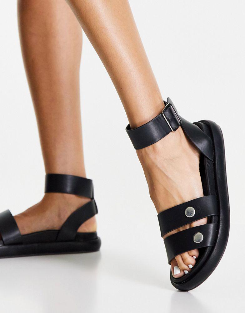 Topshop Proud Footbed Sandal in Black商品第2张图片规格展示