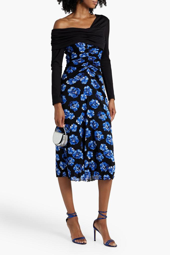 Diane von Furstenberg One-shoulder floral-print stretch mesh