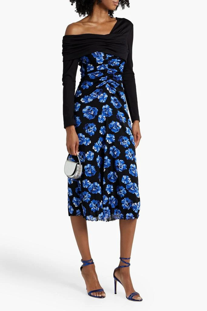 商品Diane von Furstenberg|One-shoulder floral-print stretch mesh midi dress,价格¥902,第2张图片详细描述