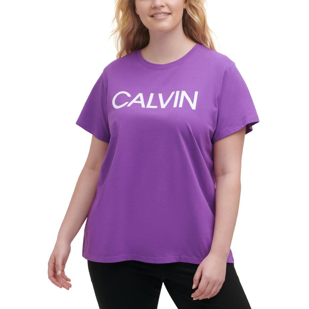 Calvin Klein Performance Womens Plus Logo Cotton Pullover Top商品第1张图片规格展示