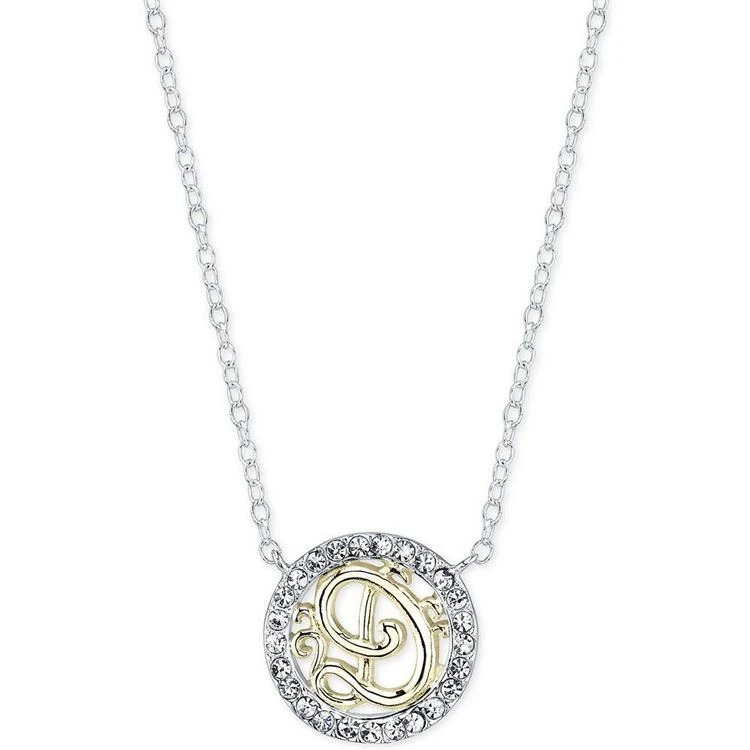 商品Unwritten|Initial "D" Pendant Necklace with Crystal Pavé Circle in Sterling Silver and Gold Flash,价格¥150,第2张图片详细描述