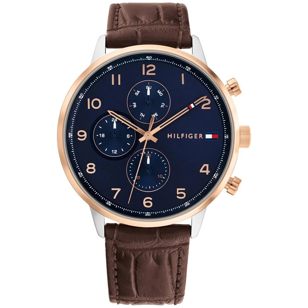 商品Tommy Hilfiger|Men's Brown Leather Strap Watch 44mm,价格¥868,第1张图片