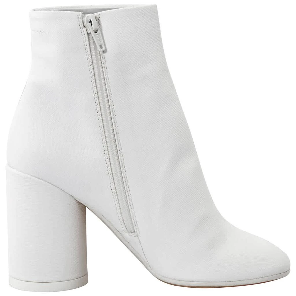 商品MM6|MM6 Block Heel Ankle Boots in White,价格¥1141,第1张图片