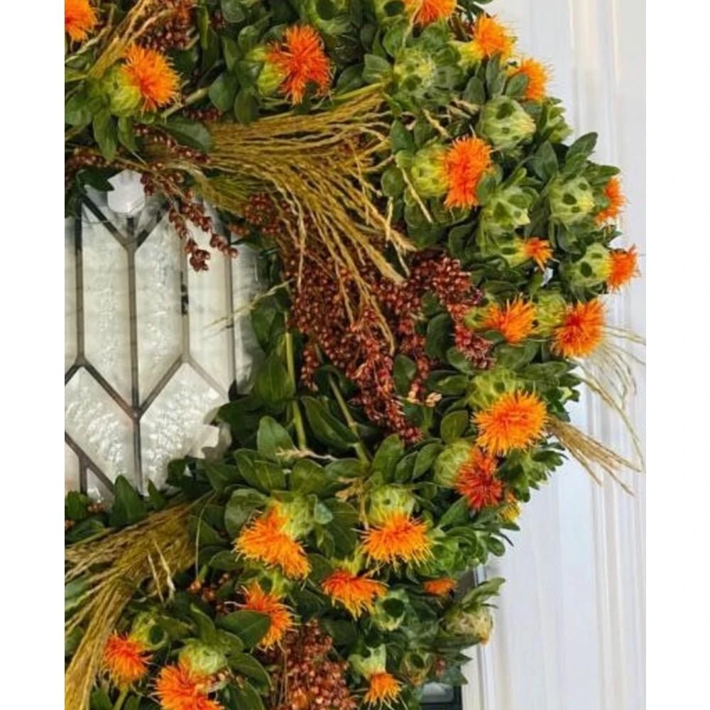 商品GreenishBlu|Fresh Real Safflower and Sorghum Wreath,价格¥584,第3张图片详细描述