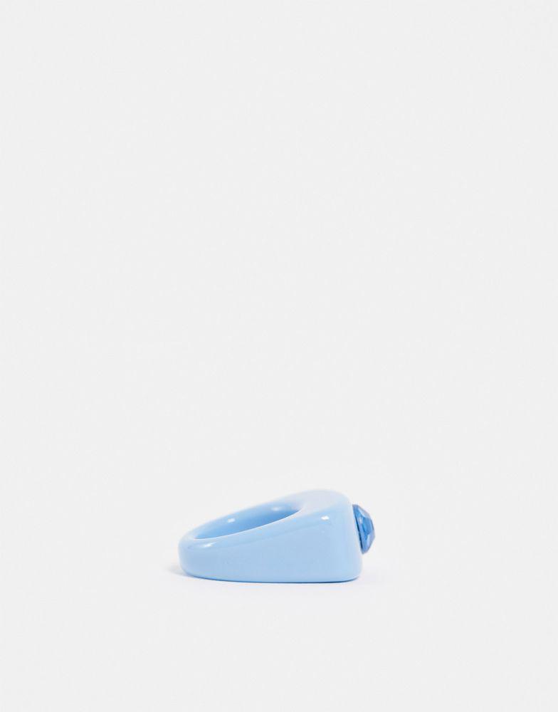 ASOS DESIGN ring in blue plastic with sapphire crystal商品第3张图片规格展示