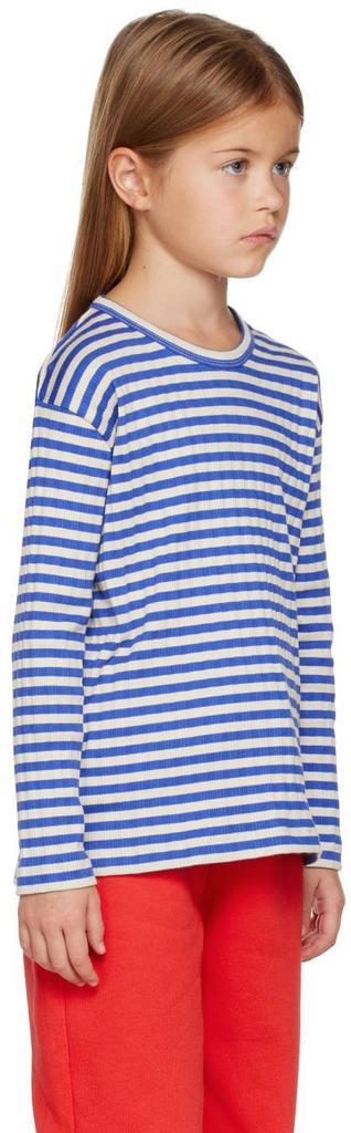商品Tinycottons|蓝色 & 灰白色条纹儿童长袖 T 恤,价格¥296,第4张图片详细描述