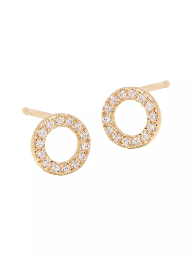 商品brook & york|Lydia 14K Yellow Gold & 0.10 TCW Diamond Circle Stud Earrings,价格¥1799,第3张图片详细描述