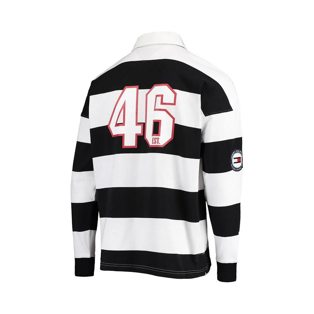 商品Tommy Hilfiger|Men's Black, White San Francisco 49ers Varsity Stripe Rugby Long Sleeve Polo Shirt,价格¥726,第3张图片详细描述