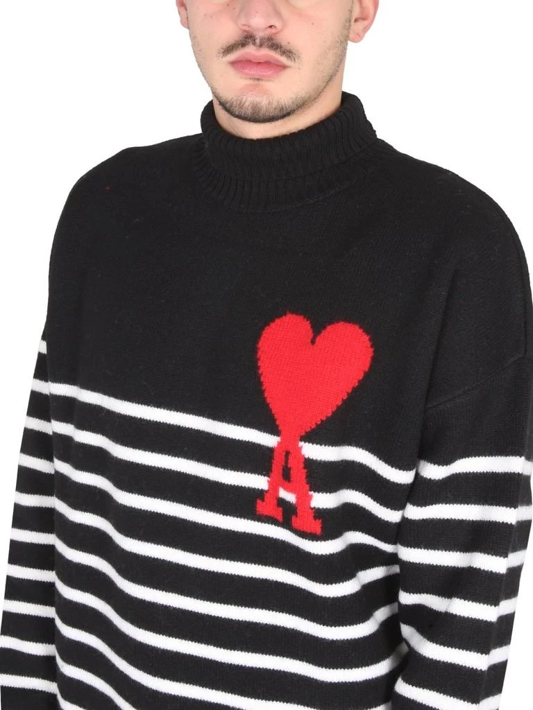 商品AMI|AMI Paris Ami De Coeur Striped Knitted Jumper,价格¥1264,第4张图片详细描述