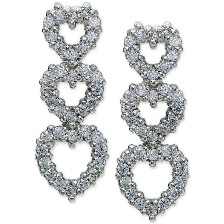 商品Giani Bernini|Cubic Zirconia Triple Heart Drop Earrings in Sterling Silver, Only at Macy's,价格¥188,第2张图片详细描述