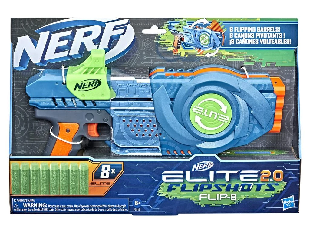 商品Nerf|Elite 2.0 Flipshots Flip-8 Blaster, Rotating Dart Barrels, 8-Dart Capacity, 8 Elite Darts, Toy Foam Blasters, Kids Outdoor Games & Toys for Boys & Girls , Blue,价格¥159,第2张图片详细描述