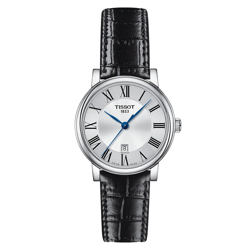 商品Tissot|预定款1-2周 TISSOT/天梭  卡森系列精钢表壳黑色皮革表带女士石英腕表,价格¥1848,第1张图片