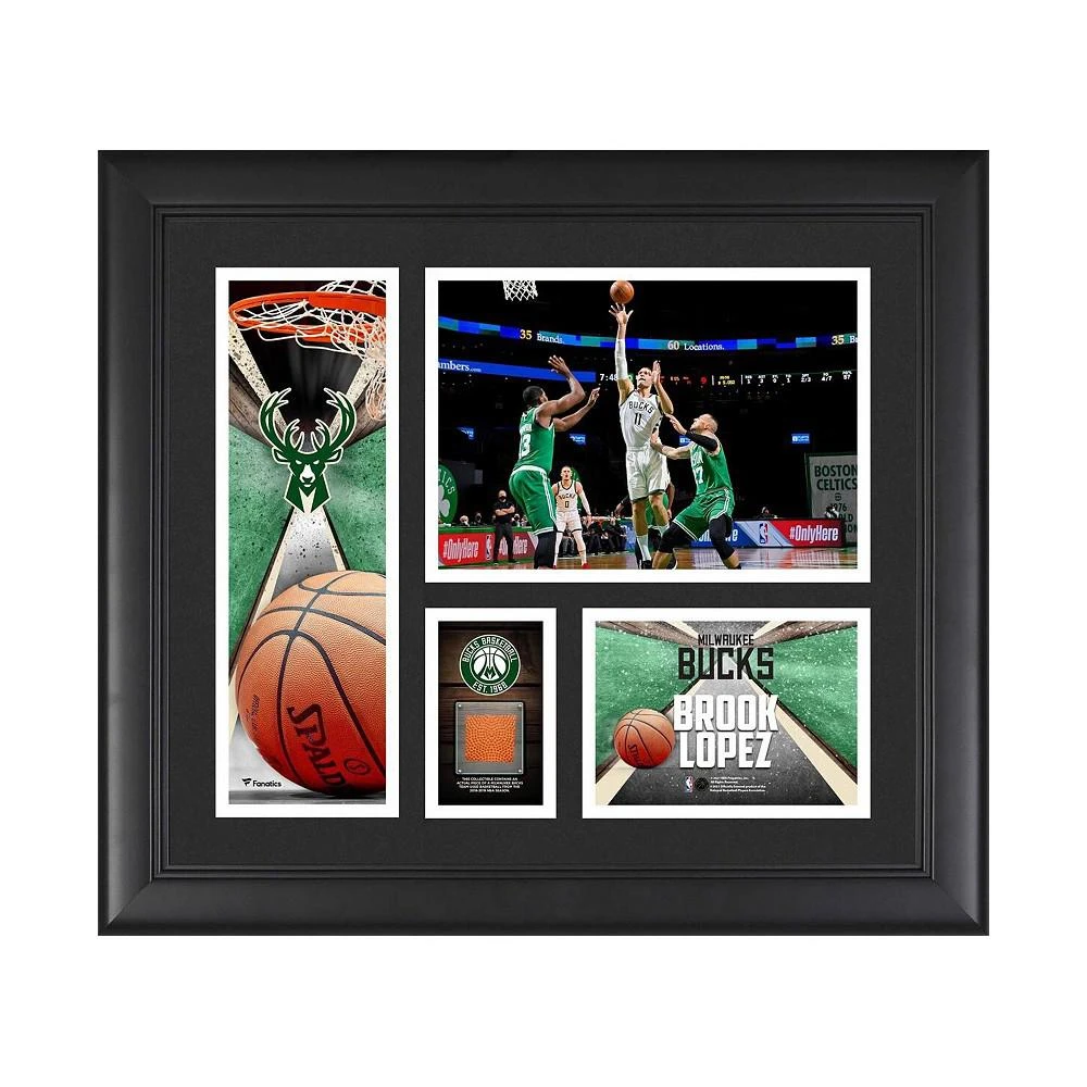 商品Fanatics Authentic|Brook Lopez Milwaukee Bucks Framed 15" x 17" Player Collage with a Piece of Team-Used Basketball,价格¥597,第1张图片