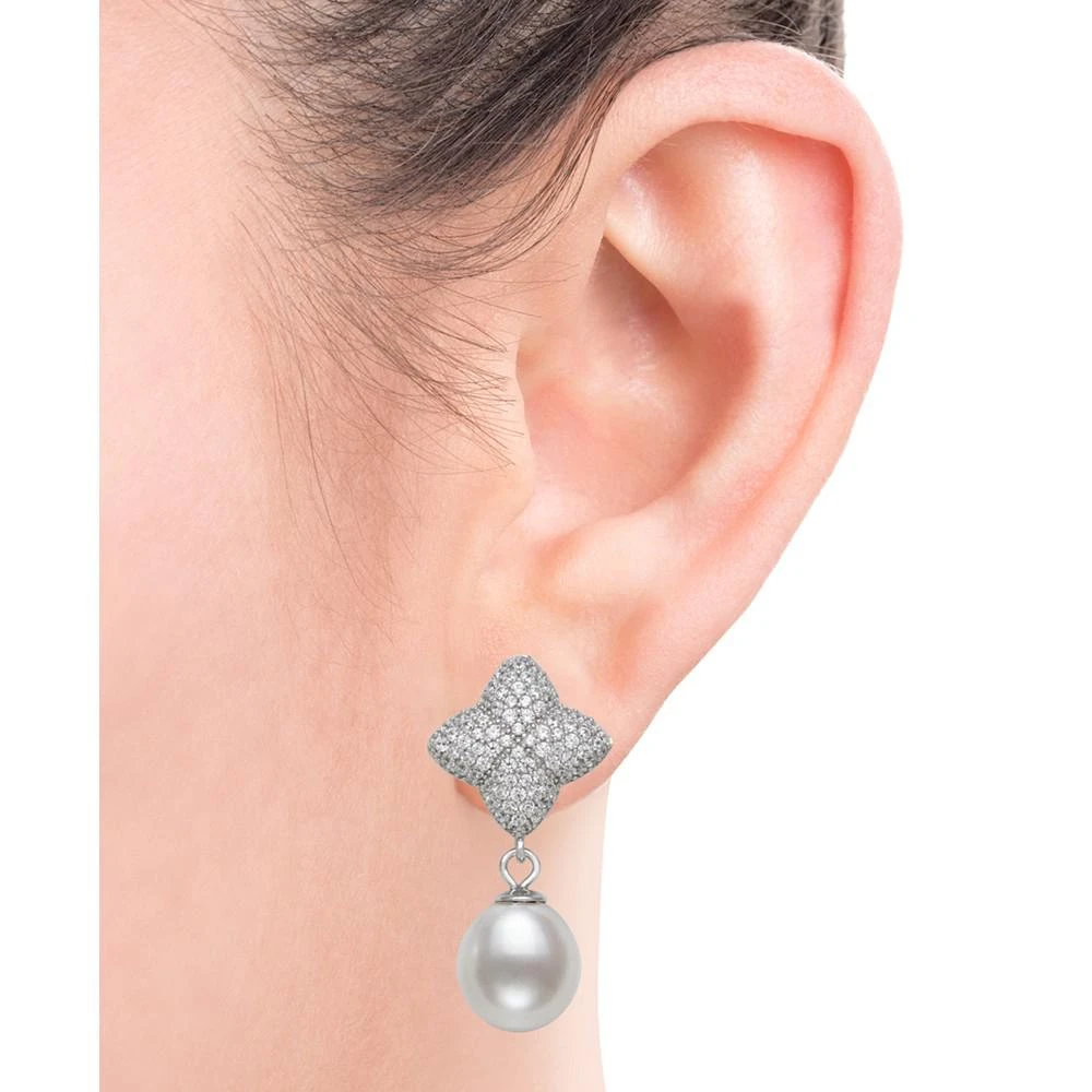 商品Macy's|Cultured Freshwater Pearl (8-9mm) & Cubic Zirconia Drop Earrings in Sterling Silver,价格¥1393,第2张图片详细描述