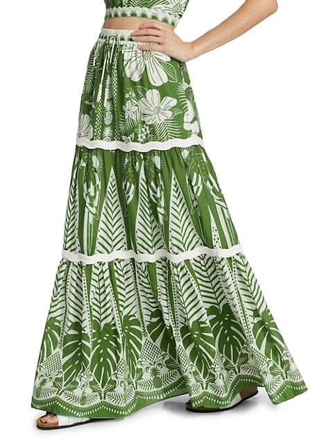 商品Farm Rio|Macaw Elegance Tiered Maxi Skirt,价格¥1459,第4张图片详细描述