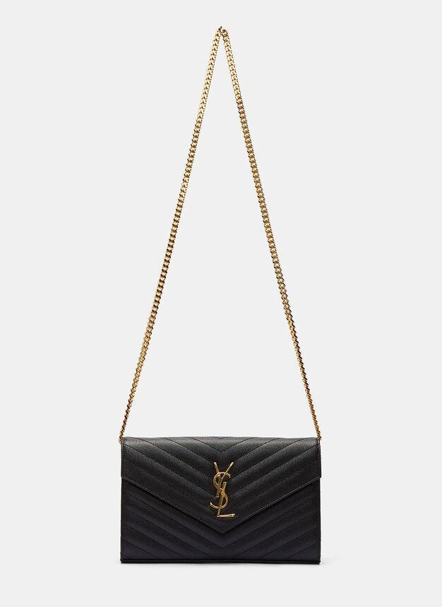 商品Yves Saint Laurent|Chevron Quilted Monogrammed Crossbody Bag in Black,价格¥11633,第1张图片