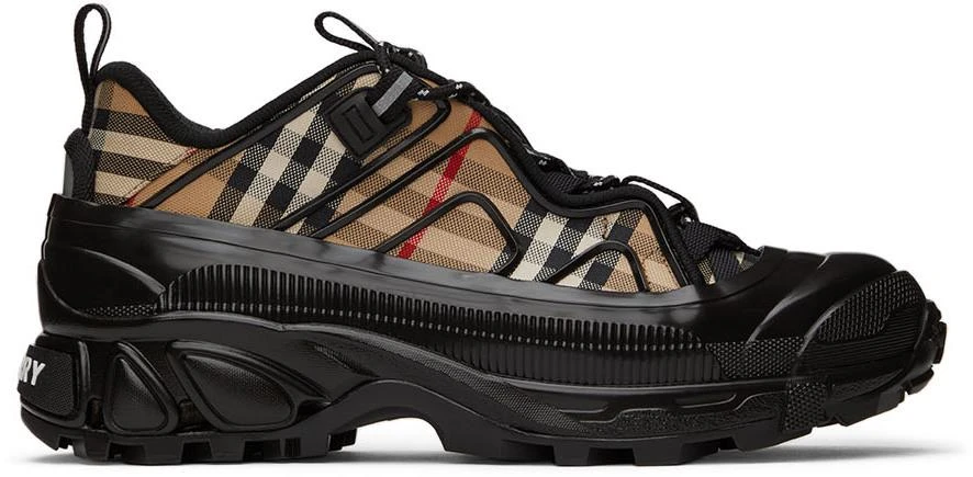 商品Burberry|黑色 & 驼色 Arthur 运动鞋,价格¥6678,第1张图片