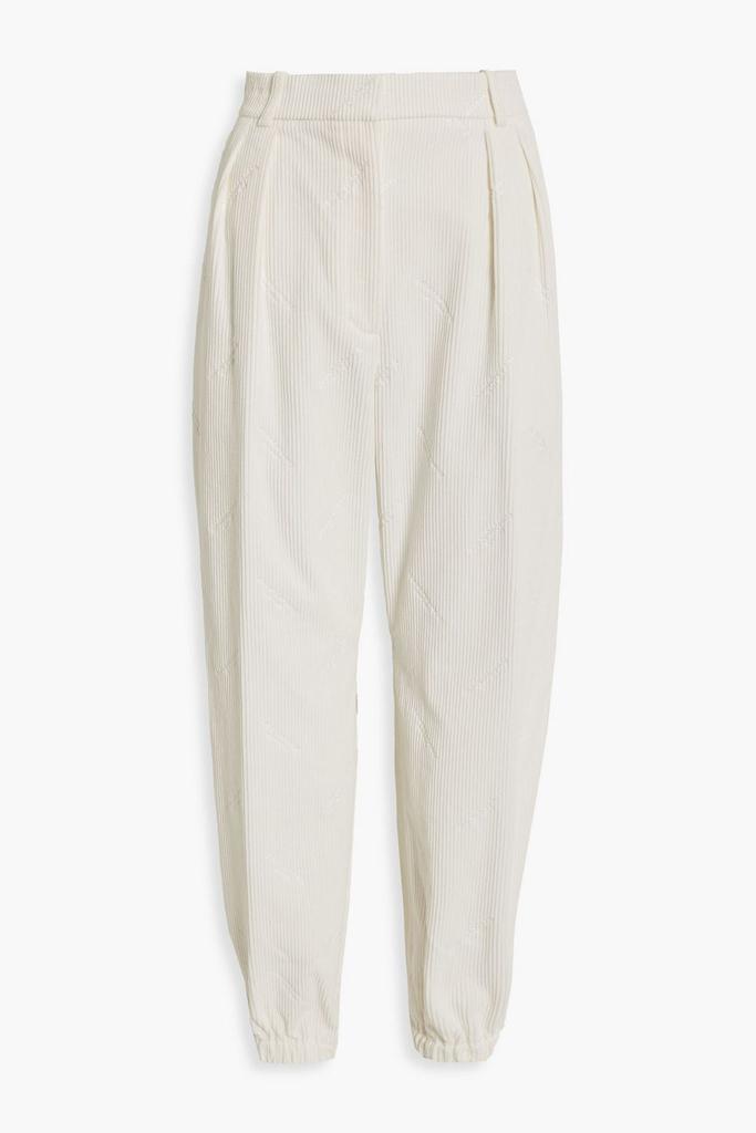 Embroidered cotton-corduroy tapered pants商品第1张图片规格展示