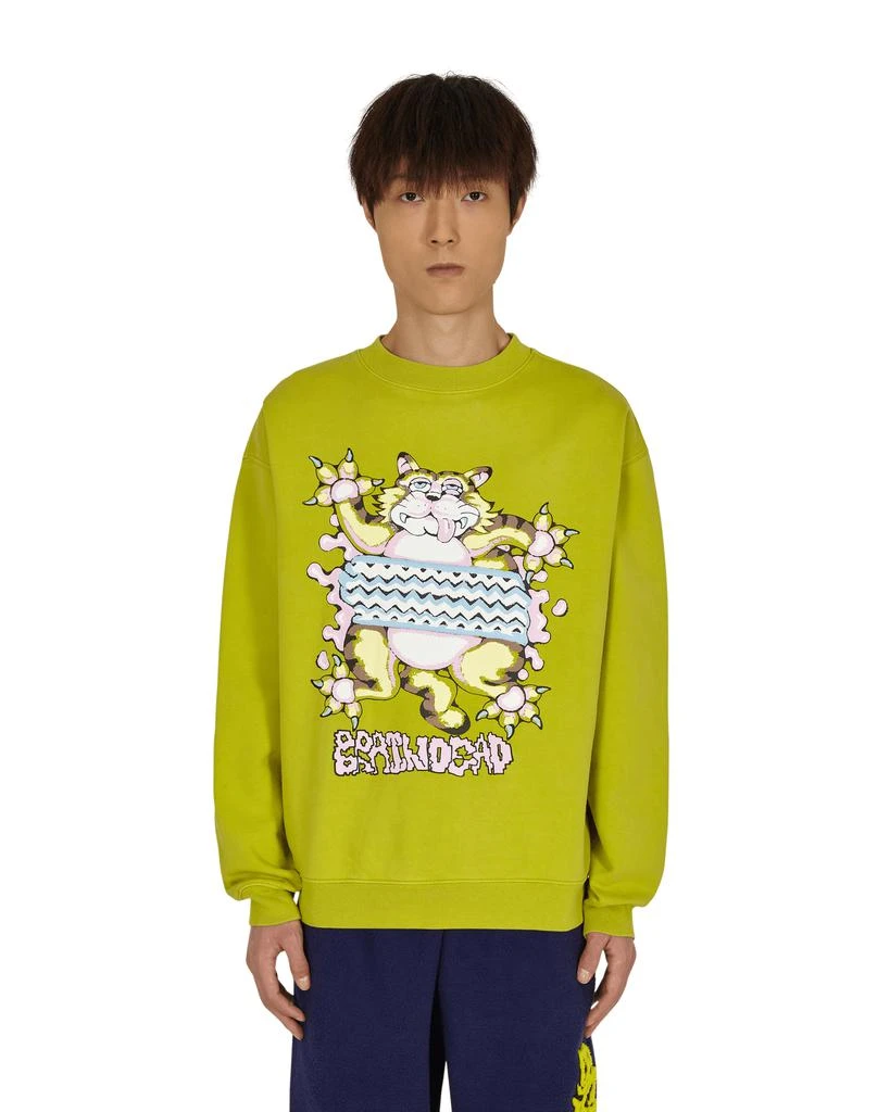 商品Brain Dead|Relaxed Cat Crewneck Sweatshirt Green,价格¥541,第1张图片