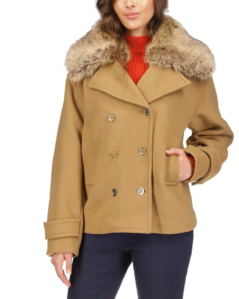 商品Michael Kors|Faux Fur Trim Collar Peacoat,价格¥2184,第1张图片