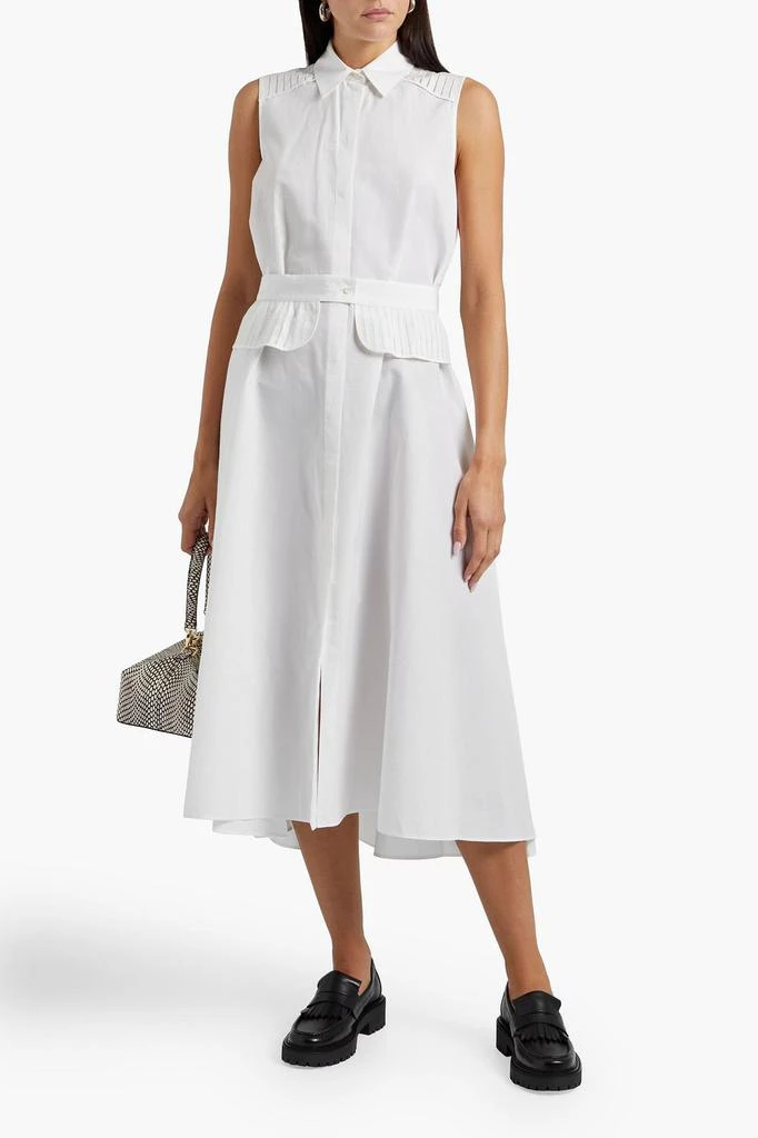商品Loro Piana|Belted pleated cotton and silk-blend midi shirt dress,价格¥6437,第2张图片详细描述