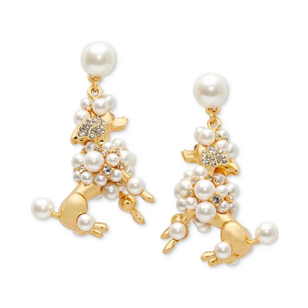 商品Kate Spade|Gold-Tone Cubic Zirconia & Imitation Pearl Poodle Statement Earrings,价格¥652,第1张图片