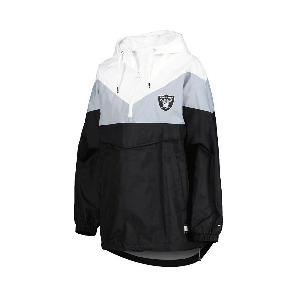 商品Tommy Hilfiger|Women's White, Silver Las Vegas Raiders Staci Half-Zip Hoodie Windbreaker Jacket,价格¥731,第4张图片详细描述