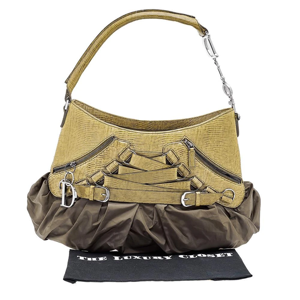 Dior Green Lizard Embossed Leather and Nylon Corset Hobo 商品