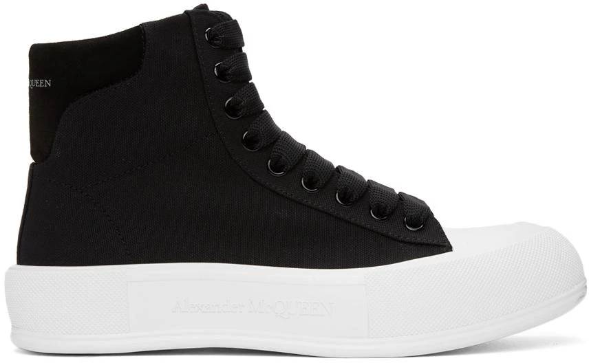 商品Alexander McQueen|黑色 & 白色 Deck Plimsoll 高帮运动鞋,价格¥3314,第1张图片