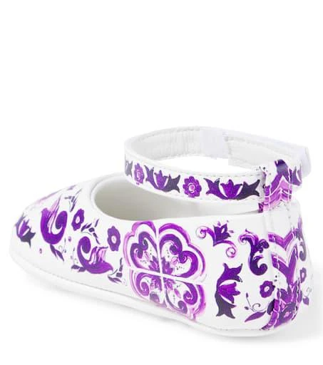商品Dolce & Gabbana|婴幼儿 — 印花皮革芭蕾舞平底鞋,价格¥2689,第2张图片详细描述