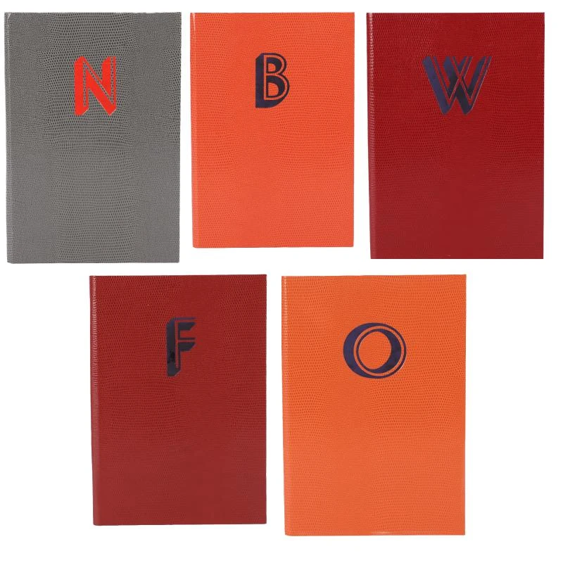 商品Sloane Stationery|Pack of 5 letter design notebooks in orange burgundy and grey,价格¥1990,第1张图片