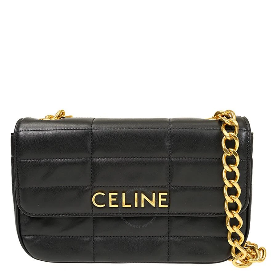 商品Celine|Celine Chain Shoulder Bag In Quilted Goatskin - Black,价格¥16261,第1张图片