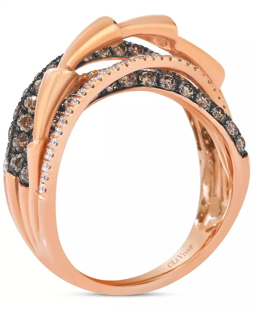 商品Le Vian|Chocolatier® Diamond Crossover Multi-Row Ring (1-1/3 ct. t.w.) in 14k Rose Gold,价格¥12721,第2张图片详细描述