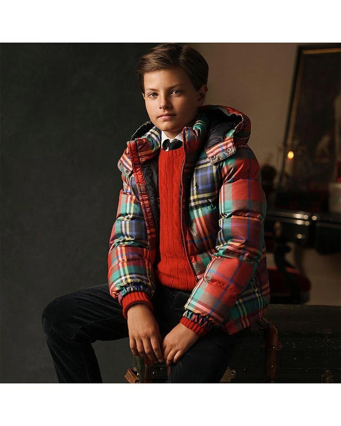 商品Ralph Lauren|Boys' Plaid Water-Repellent Down Jacket - Little Kid, Big Kid,价格¥878,第4张图片详细描述