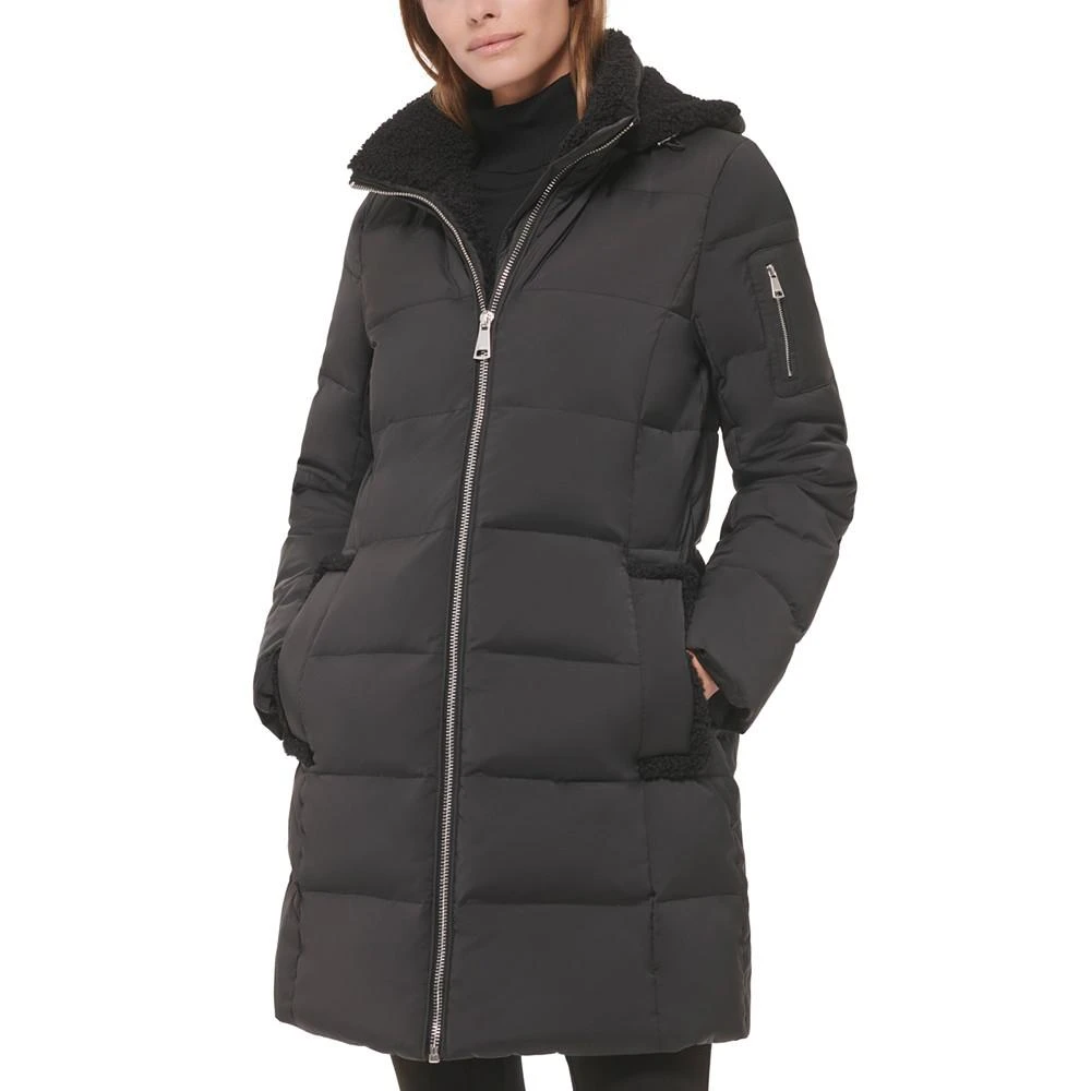 商品Calvin Klein|Women's Sherpa-Trimmed Hooded Down Puffer Coat,价格¥879,第1张图片