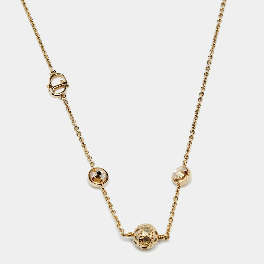 商品[二手商品] Dior|Dior Gold Tone Secret Cannage Faux Pearl Crystal Station Necklace,价格¥2514,第1张图片