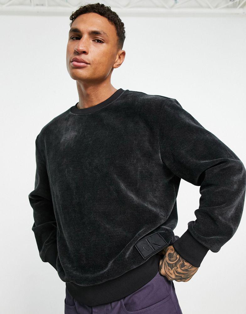 Calvin Klein Jeans corduroy sweatshirt in black商品第1张图片规格展示