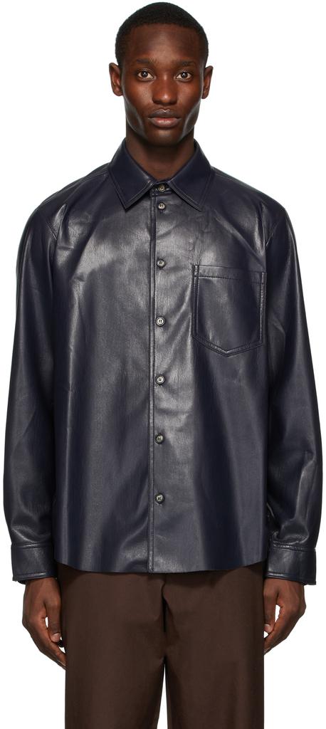 Navy Josia Vegan Leather Shirt商品第1张图片规格展示