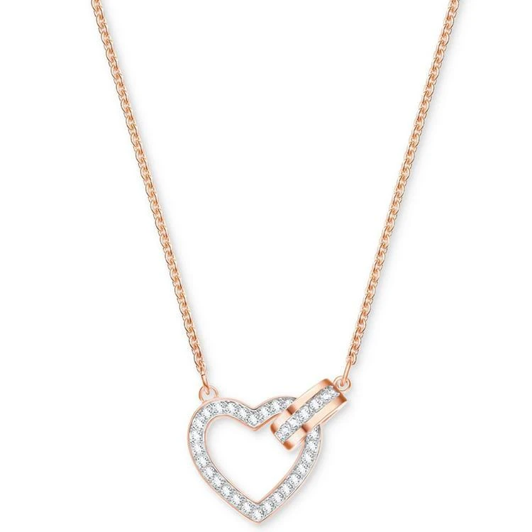 商品Swarovski|Rose Gold-Tone Crystal Interlocking Heart & Circle 16-1/2" Pendant Necklace,价格¥881,第1张图片