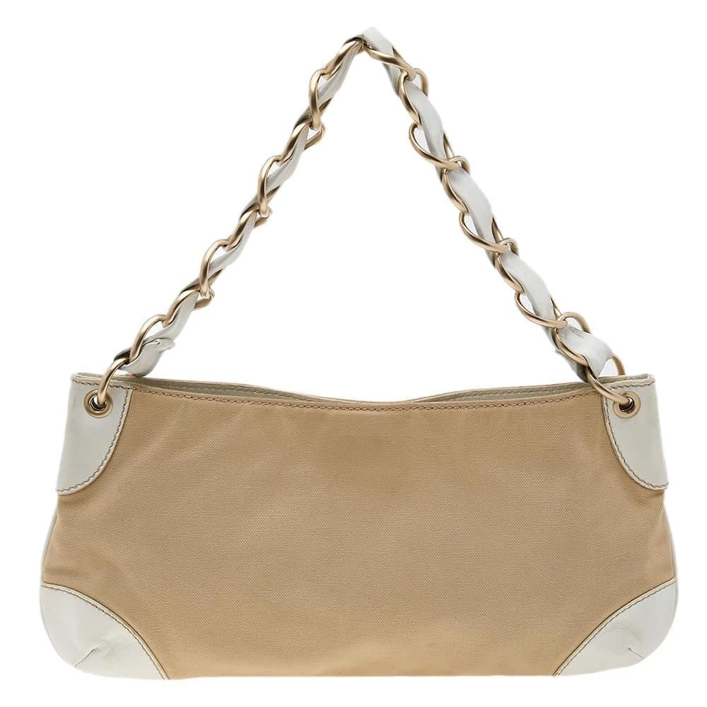 商品[二手商品] Chanel|Chanel White/Khaki Canvas and Leather CC Olsen Shoulder Bag,价格¥4905,第4张图片详细描述
