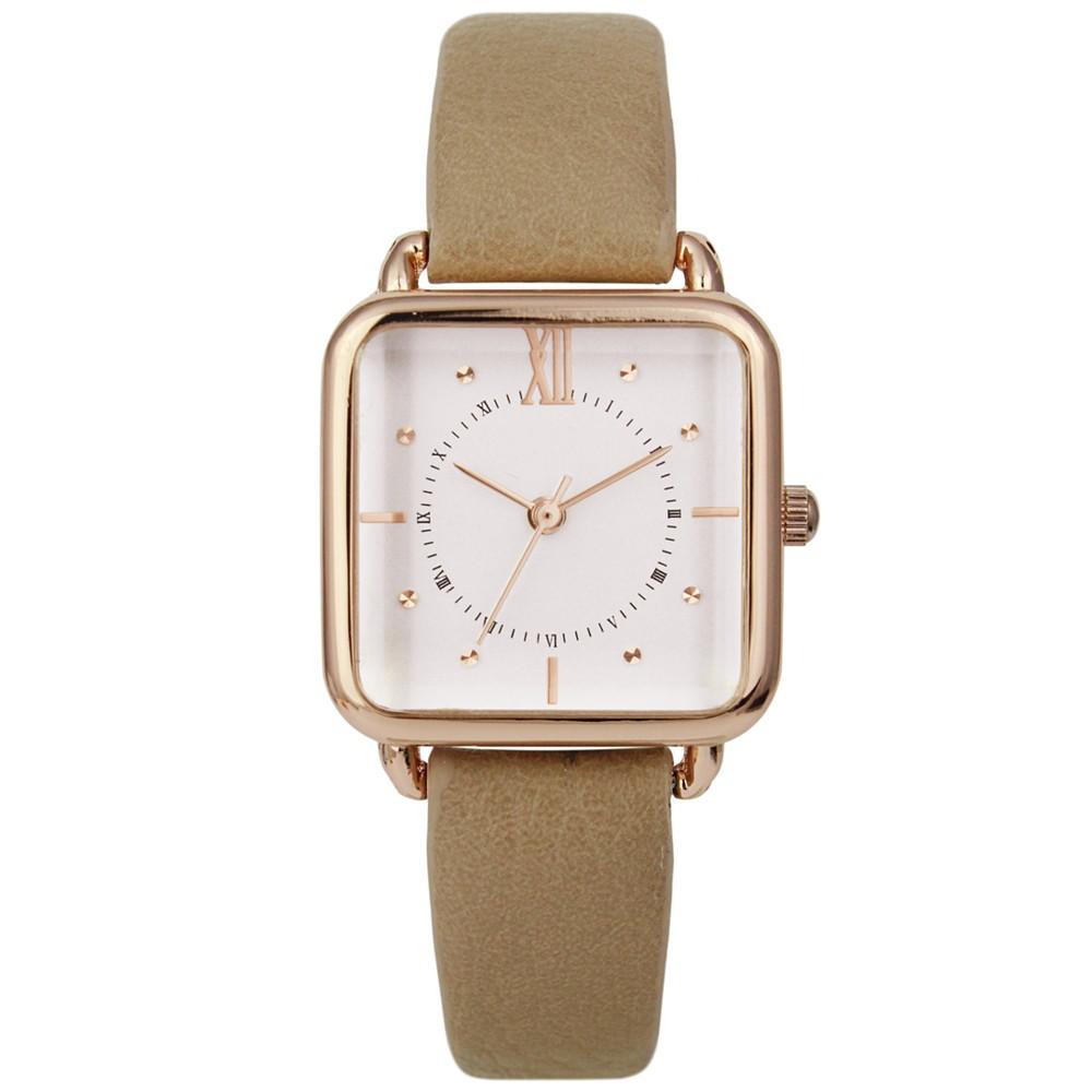 Women's Taupe Faux Leather Strap Watch 27mm, Created for Macy's商品第1张图片规格展示