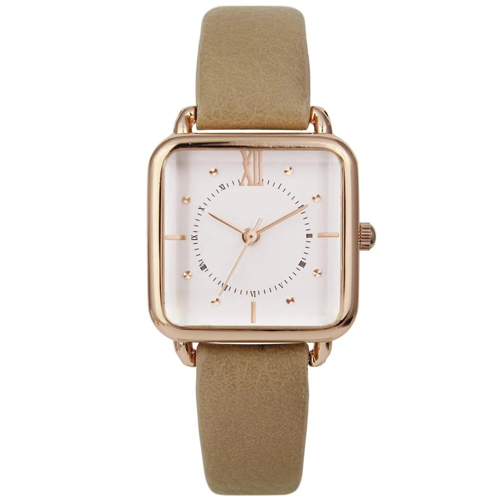 商品Charter Club|Women's Taupe Faux Leather Strap Watch 27mm, Created for Macy's,价格¥237,第1张图片